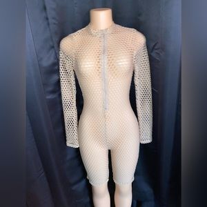 Nude Fishnet Jumpsuit